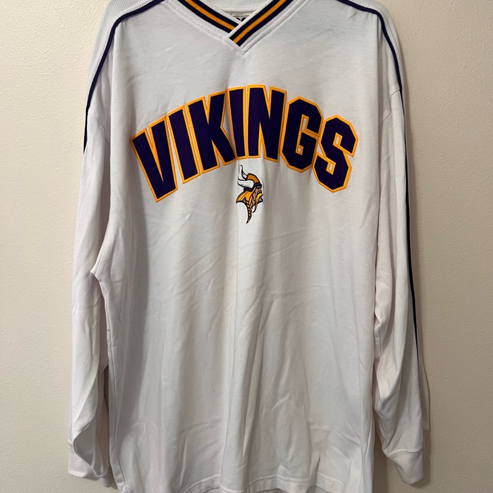 Mens White Vikings Long Sleeve Shirt XXL